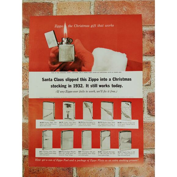 1961 Zippo Lighters Christmas Gift Vtg Magazine Print Ad Santa Hand Flame Scene - Picture 8 of 10